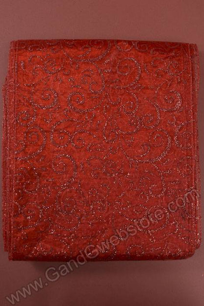 9" X 10ft Sparkle Swirl Organza Red Pkg/6