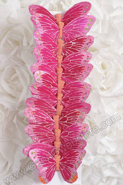 3" Feather Butterfly Hot Pink Pkg/12