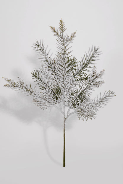 17.5" Snowed Pine Spray White/Green