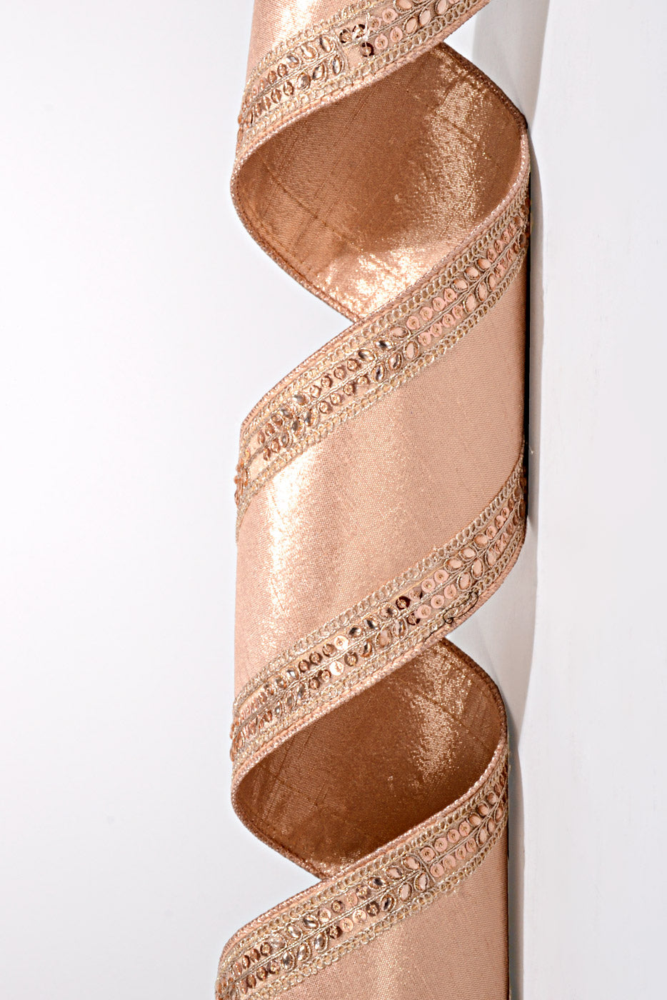 4" X 5Yds Metallic Dupion Blush Jewel Sequin Ribbon Rose Gold