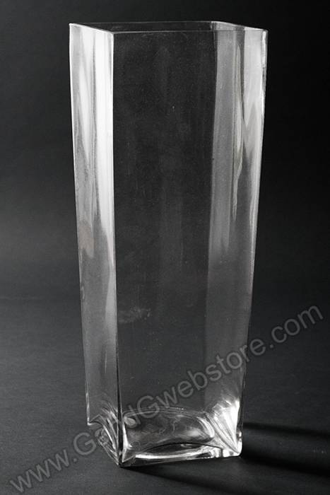 4.75" X 6" X 15.5" Tapered Square Glass Vase Clear