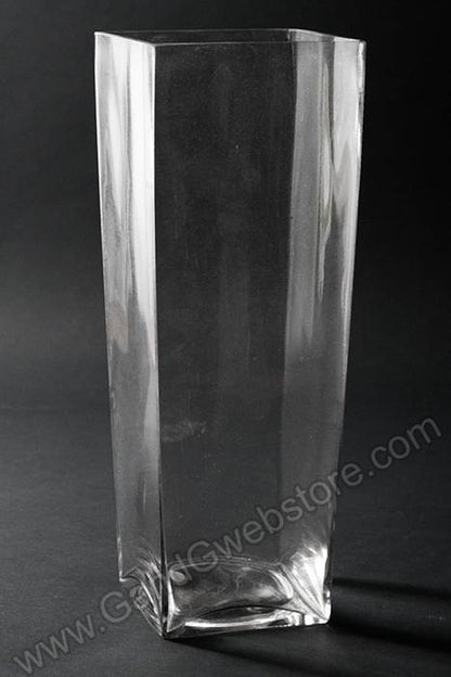 4.75" X 6" X 15.5" Tapered Square Glass Vase Clear