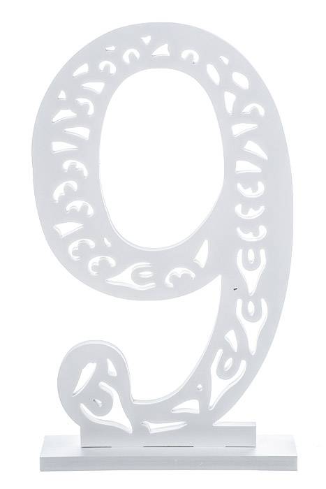 19.75" White Carved Number "9"