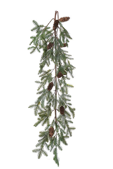 45" Fir Pine W/Cones Garland Green