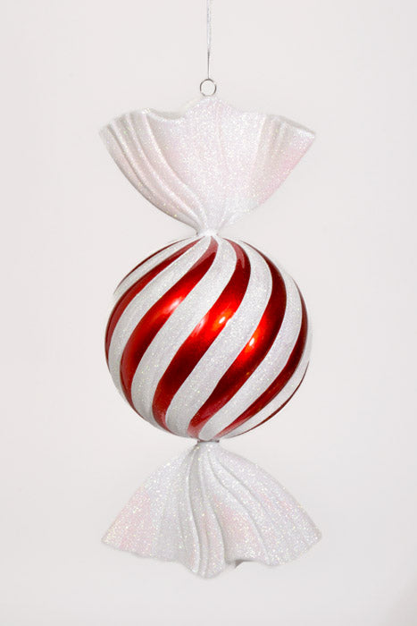 18.5" Candy W/Iridescent Ornament White/Red