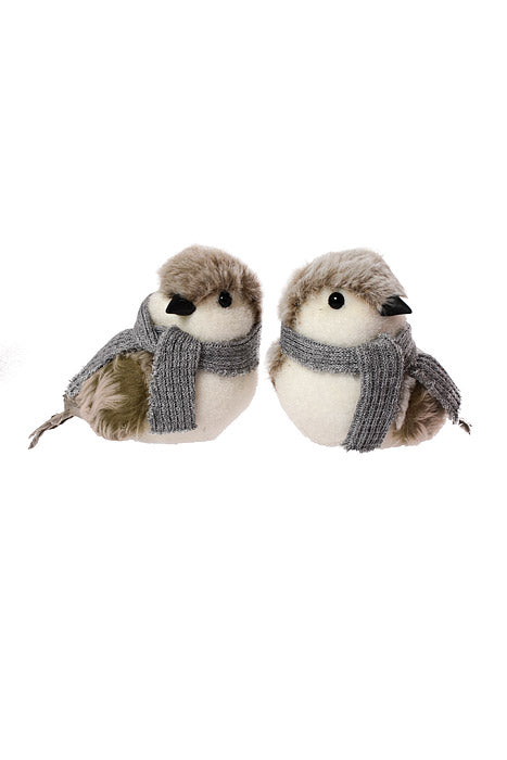 5" Bird With Clip White/Gray Set/2