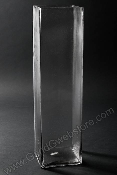 5" X 5" X 18" Square Glass Vase Clear