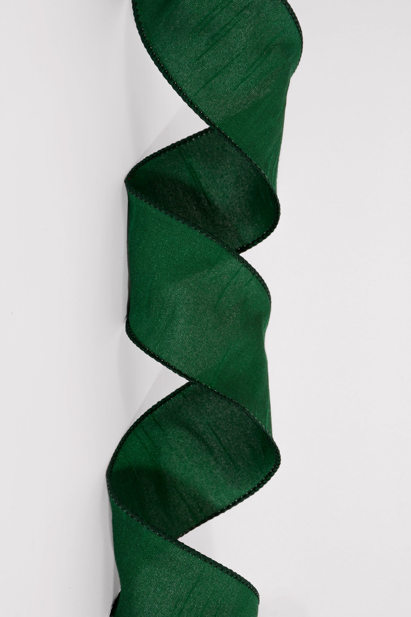 2.5" X 10Yds Wired Faux Dupion Ribbon Hunter Green