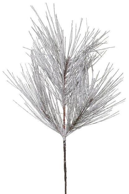 31" Snow Long Needle Pine Spray Green/snow
