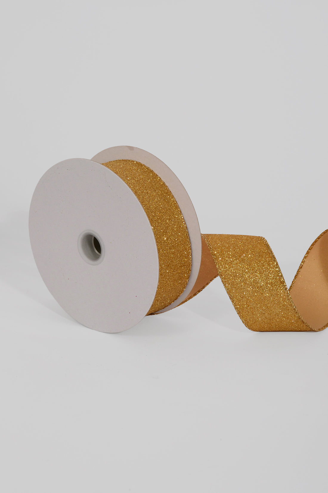 1.5" X 10Yds Wired All Flat Glitter Ribbon Gold