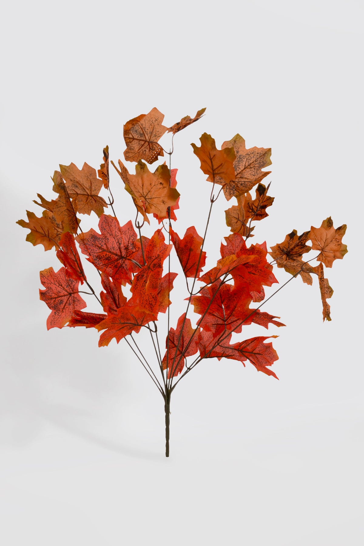 21" Artificial Maple Leaves Bush Orange/Brown