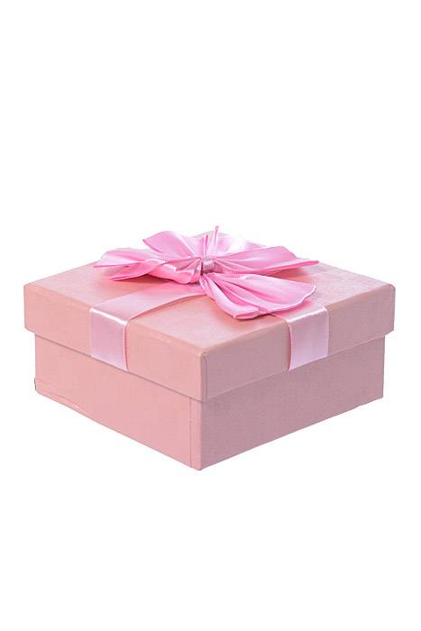 5"/ 5.75"/ 6.5" Sq Gift Box W/bow Pink