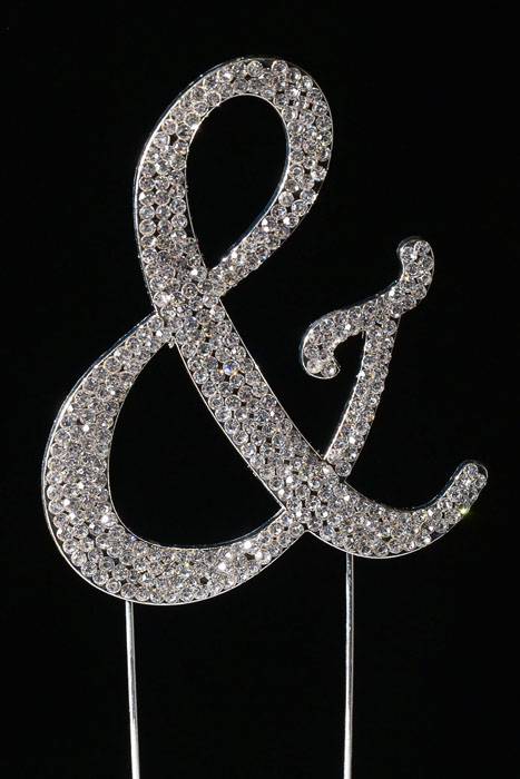 4.5" Rhinestone Symbol "&amp;" Cake Topper Silver