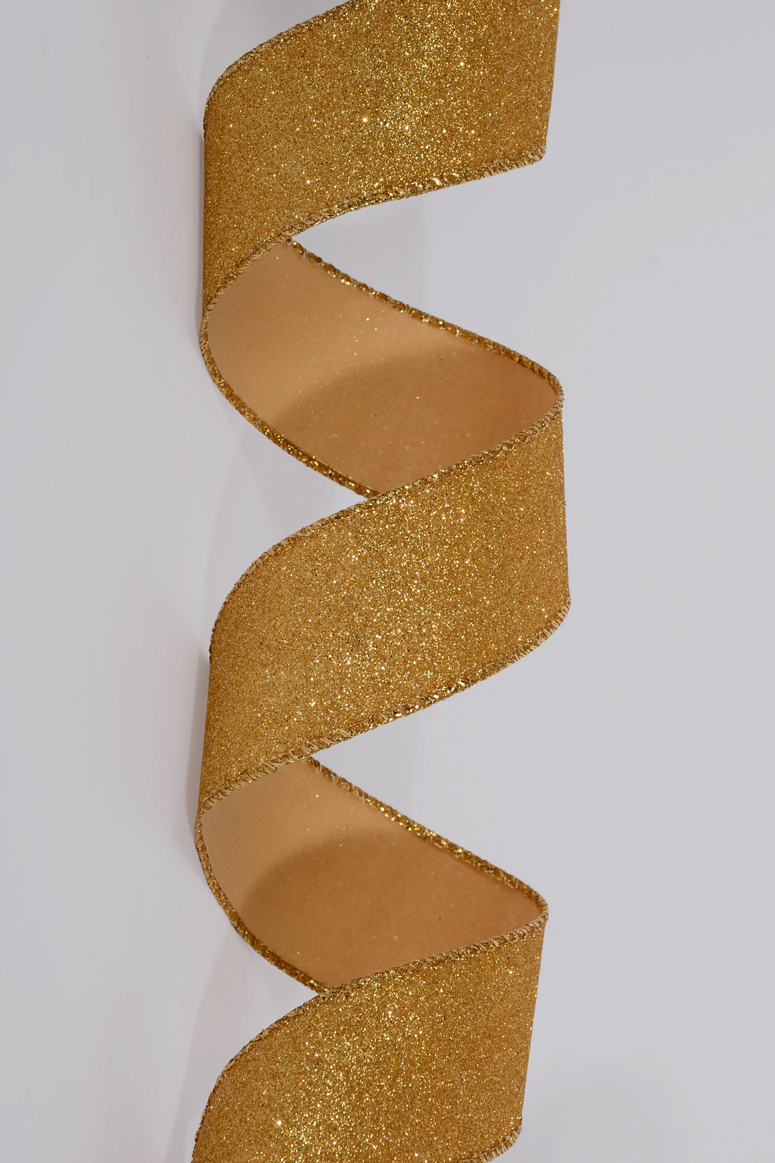 1.5" X 10Yds Wired All Flat Glitter Ribbon Gold