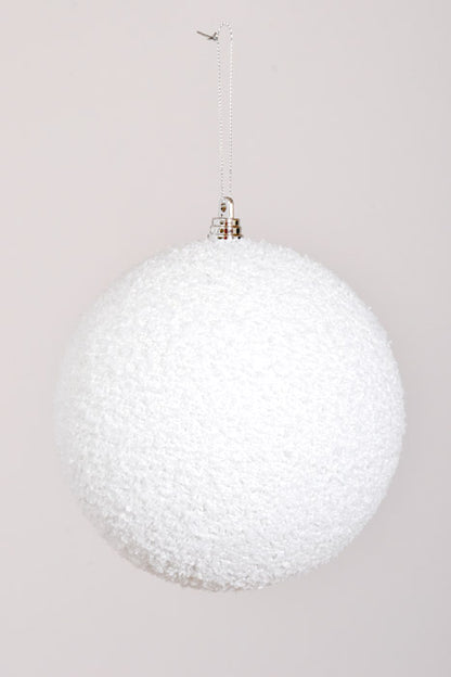 200Mm Ball W/Snow Powder Ornament White