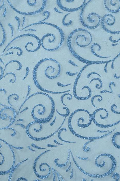 9" X 10ft Sparkle Swirl Organza Turquoise Pkg/6