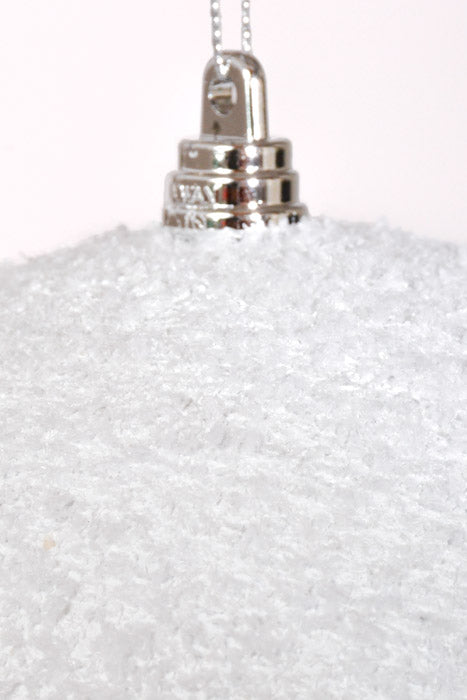 200Mm Ball W/Snow Powder Ornament White