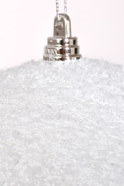 200Mm Ball W/Snow Powder Ornament White