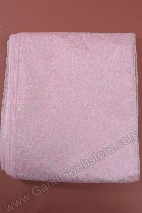 9" X 10ft Sparkle Swirl Organza Light Pink Pkg/6