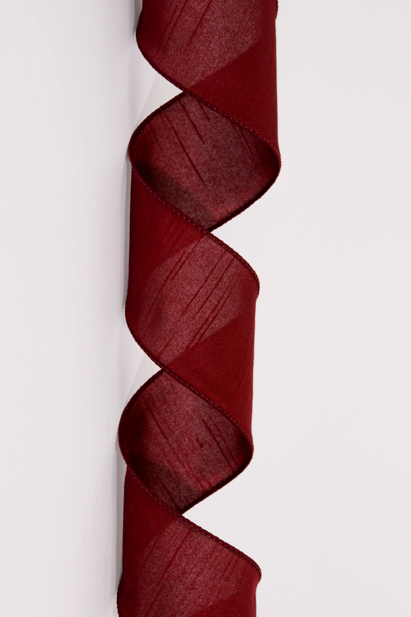 2.5" X 10Yds Wired Faux Dupion Ribbon Dark Red