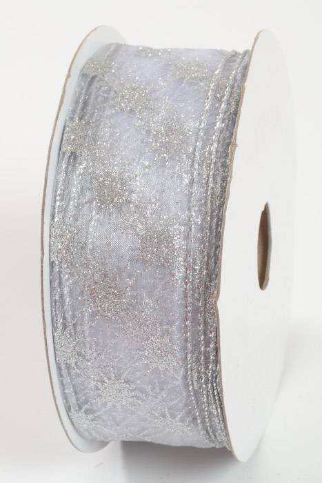 2.5" X 50yds Wired Milky Way Ribbon White/silver