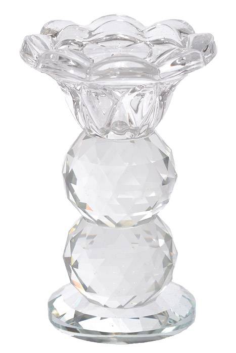 4&quot; Crystal Sigle Lite Candle Holder Clear