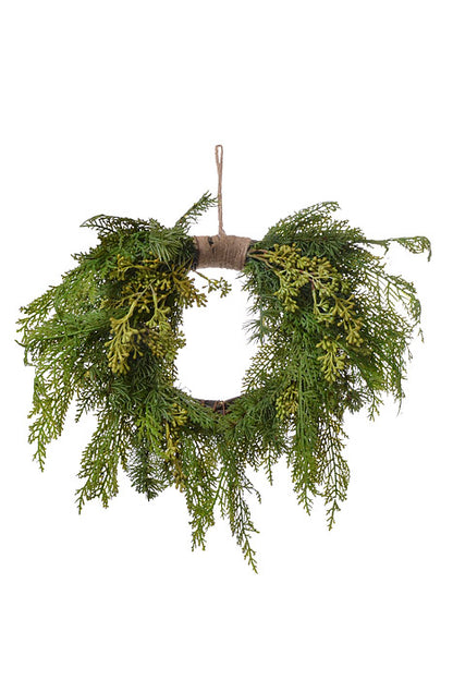 22" Natural Touch Cedar Heart Shape Hanging Green