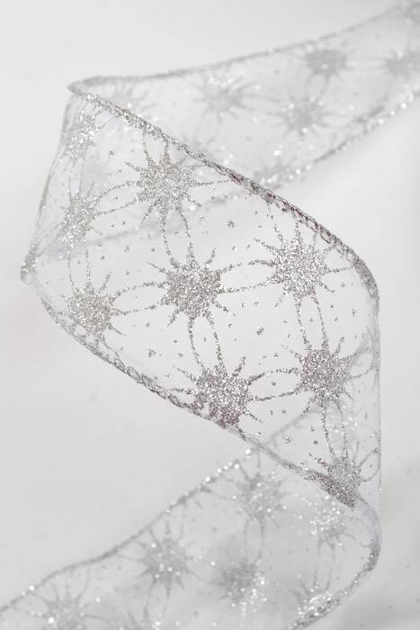 2.5" X 50yds Wired Milky Way Ribbon White/silver