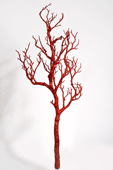 29" Glitter Twig Spray Red