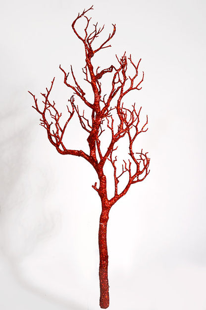 29" Glitter Twig Spray Red