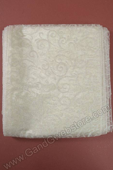 9" X 10ft Sparkle Swirl Organza Ivory Pkg/6