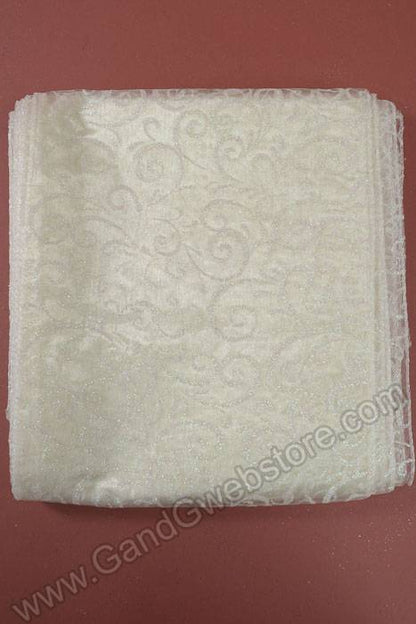 9" X 10ft Sparkle Swirl Organza Ivory Pkg/6