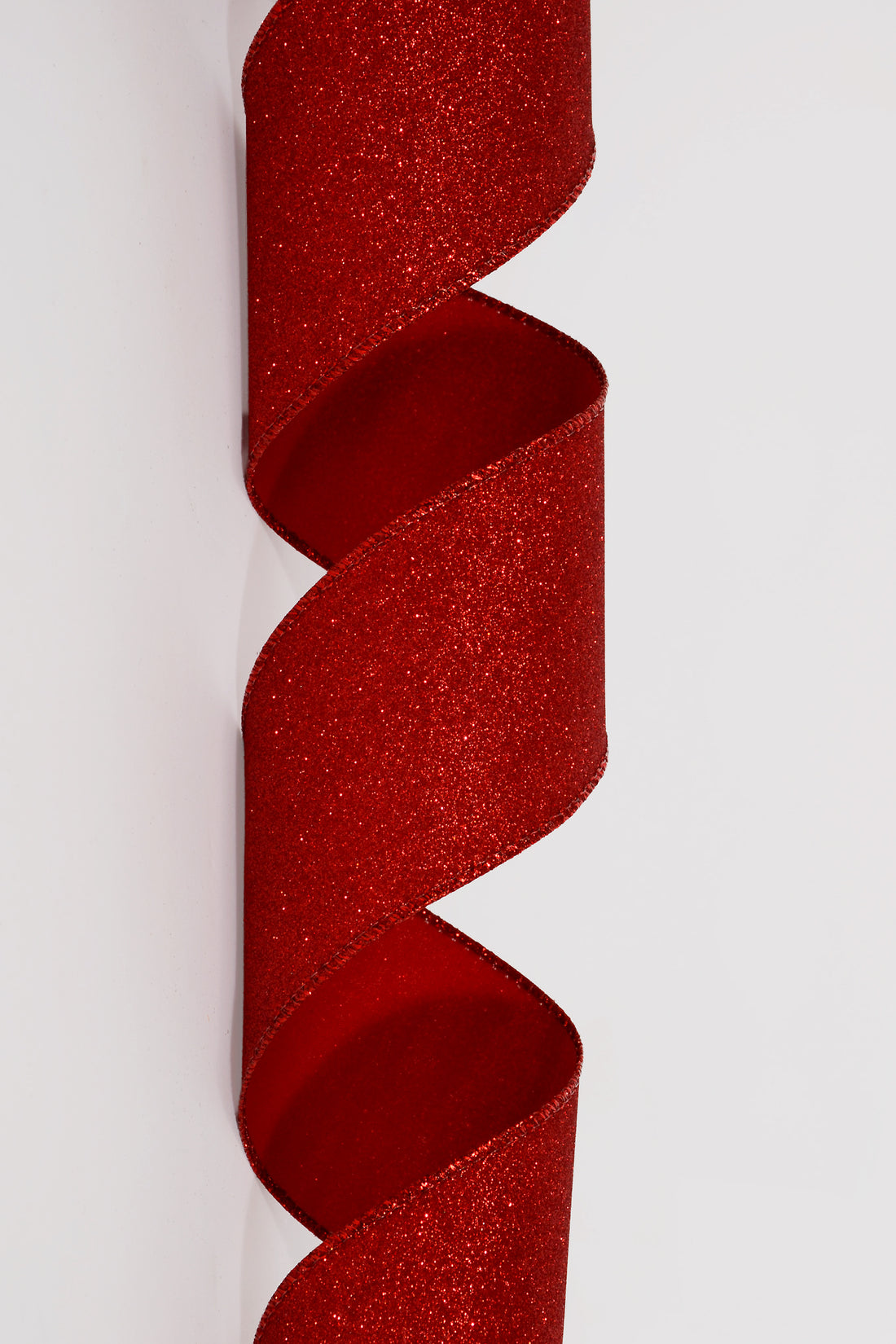 2.5" X 10Yds Wired All Flat Glitter Ribbon Red