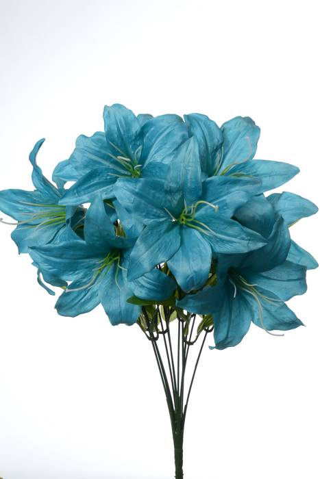 18" Silk Tiger Lily Bush X11 Turquoise