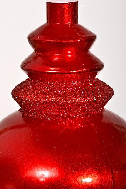 14" Finial W/Laser &amp; Glitter Ornament Red