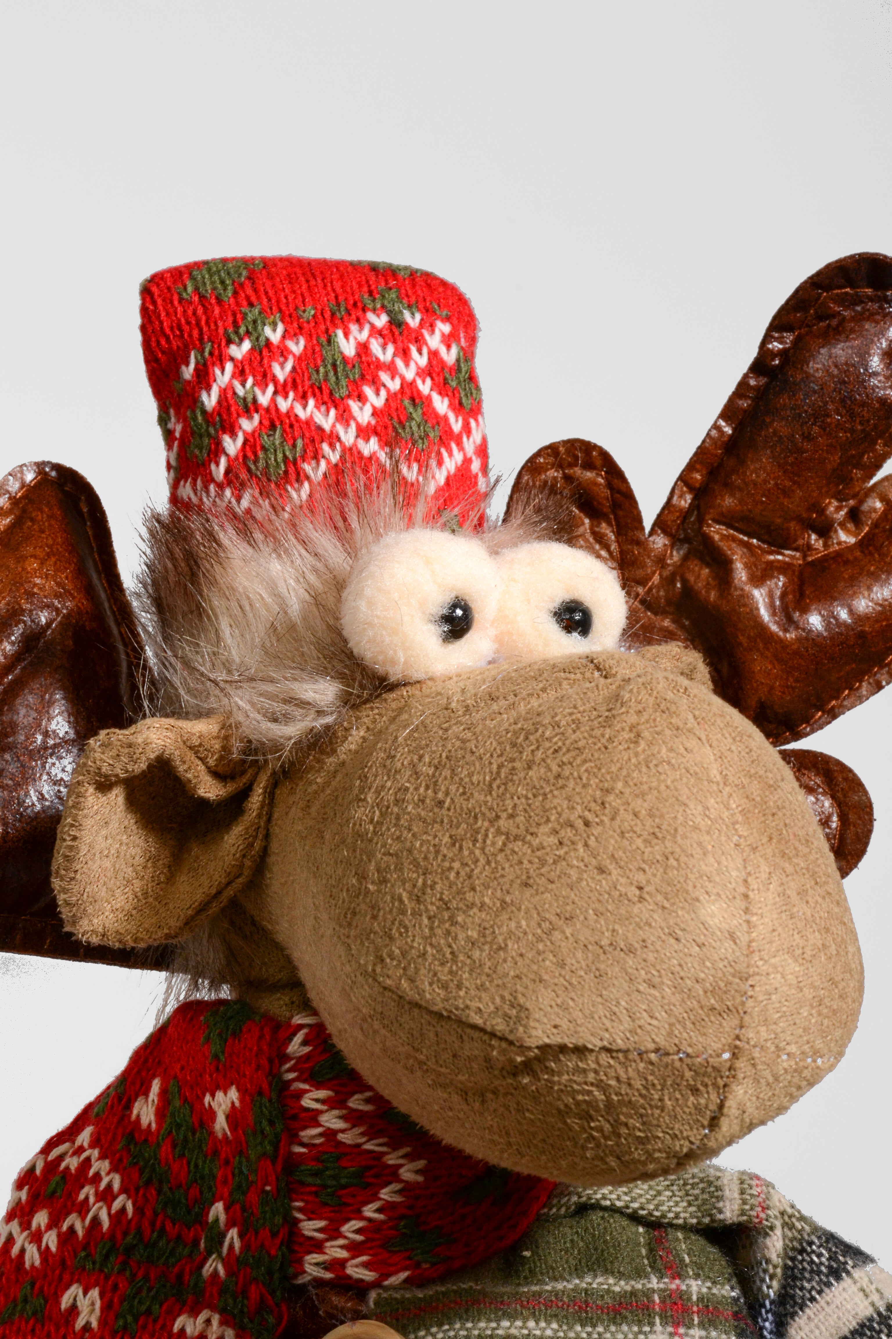 15" Standing Stuffed Reindeer W/Scarf Light Brown