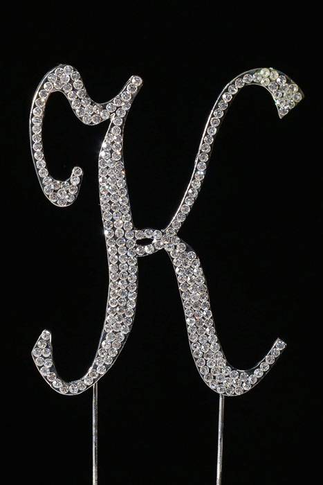 4.5" Rhinestone Letter "k" Cake Topper Silver