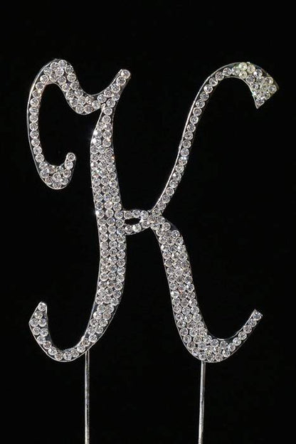 4.5" Rhinestone Letter "k" Cake Topper Silver