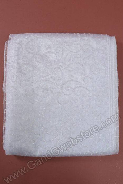 9" X 10ft Sparkle Swirl Organza White Pkg/6