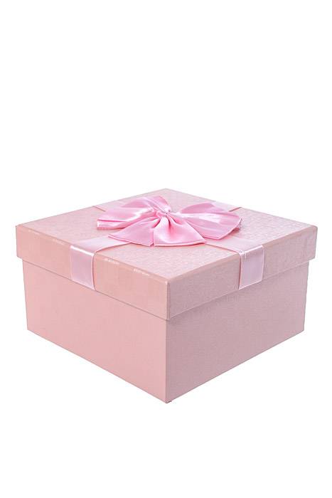5"/ 5.75"/ 6.5" Sq Gift Box W/bow Pink