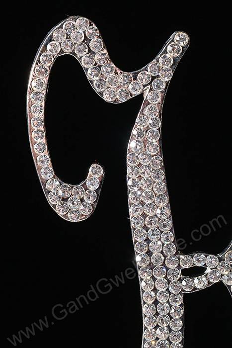 4.5" Rhinestone Letter "k" Cake Topper Silver