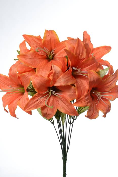 18" Silk Tiger Lily Bush X11 Orange