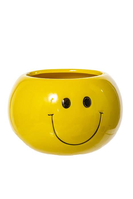 4.5" Smiley Face Planter Yellow