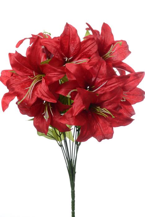 18" Silk Tiger Lily Bush X11 Red