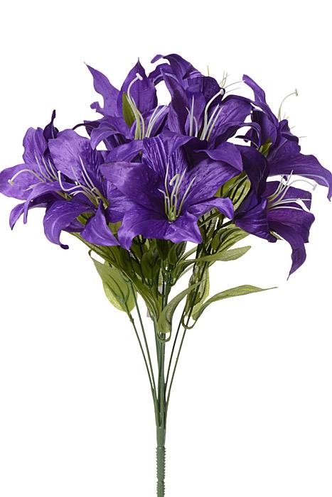18" Silk Tiger Lily Bush X11 Purple