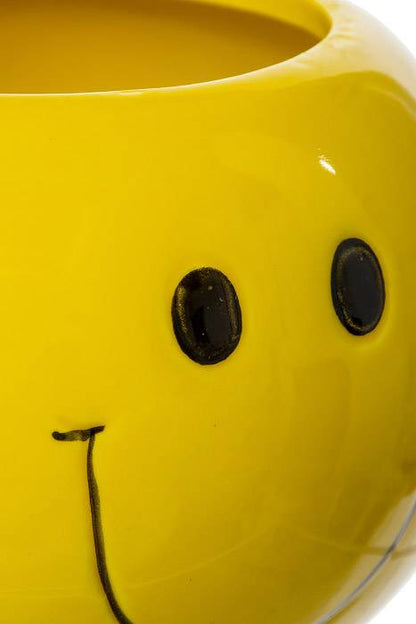 4.5" Smiley Face Planter Yellow