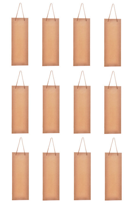 5" x 14" x 3.5" Wine Paper Bags W/Rope Natural PKG/12