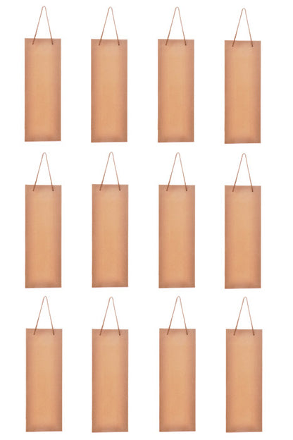 5" x 14" x 3.5" Wine Paper Bags W/Rope Natural PKG/12