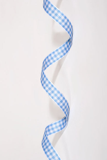 3/8"  X 10Yds Mini Gingham Ribbon Light Blue