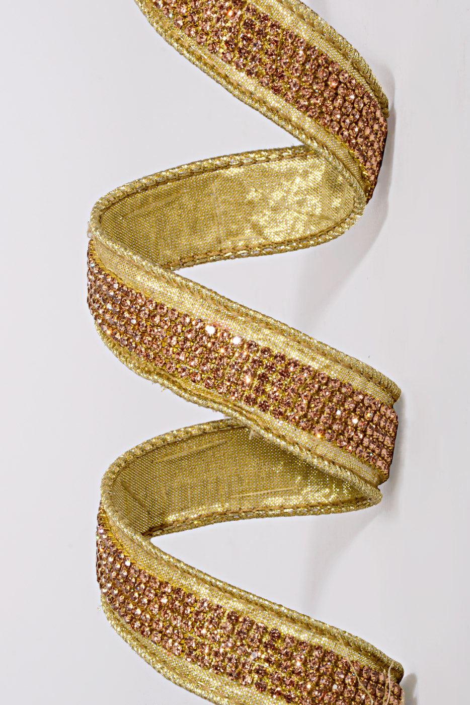 1" X 5Yds Metallic Dupion Duchess Jewel Ribbon Gold/Pink